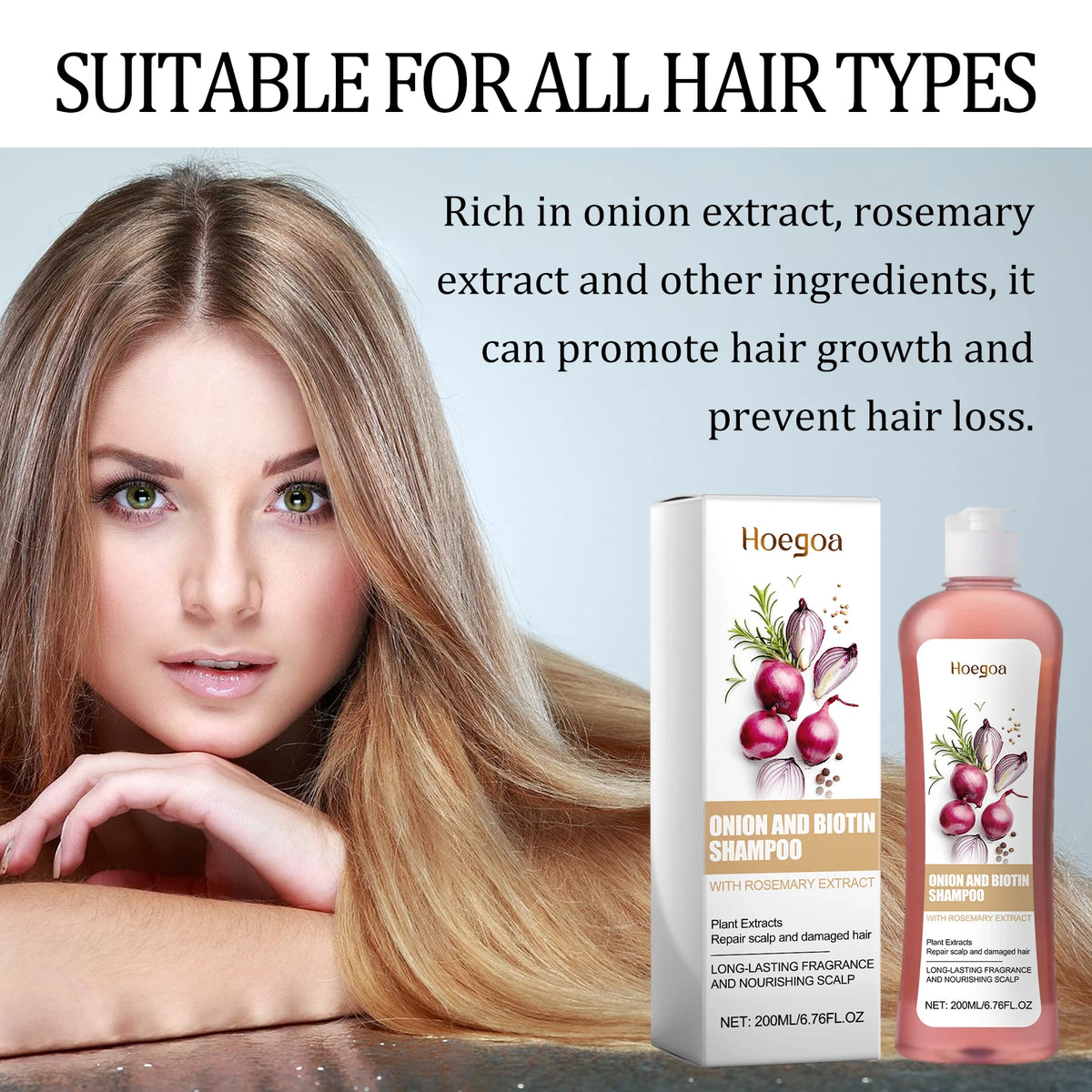 Onion and Biotin Shampoo for Hair Growth and Scalp Repair