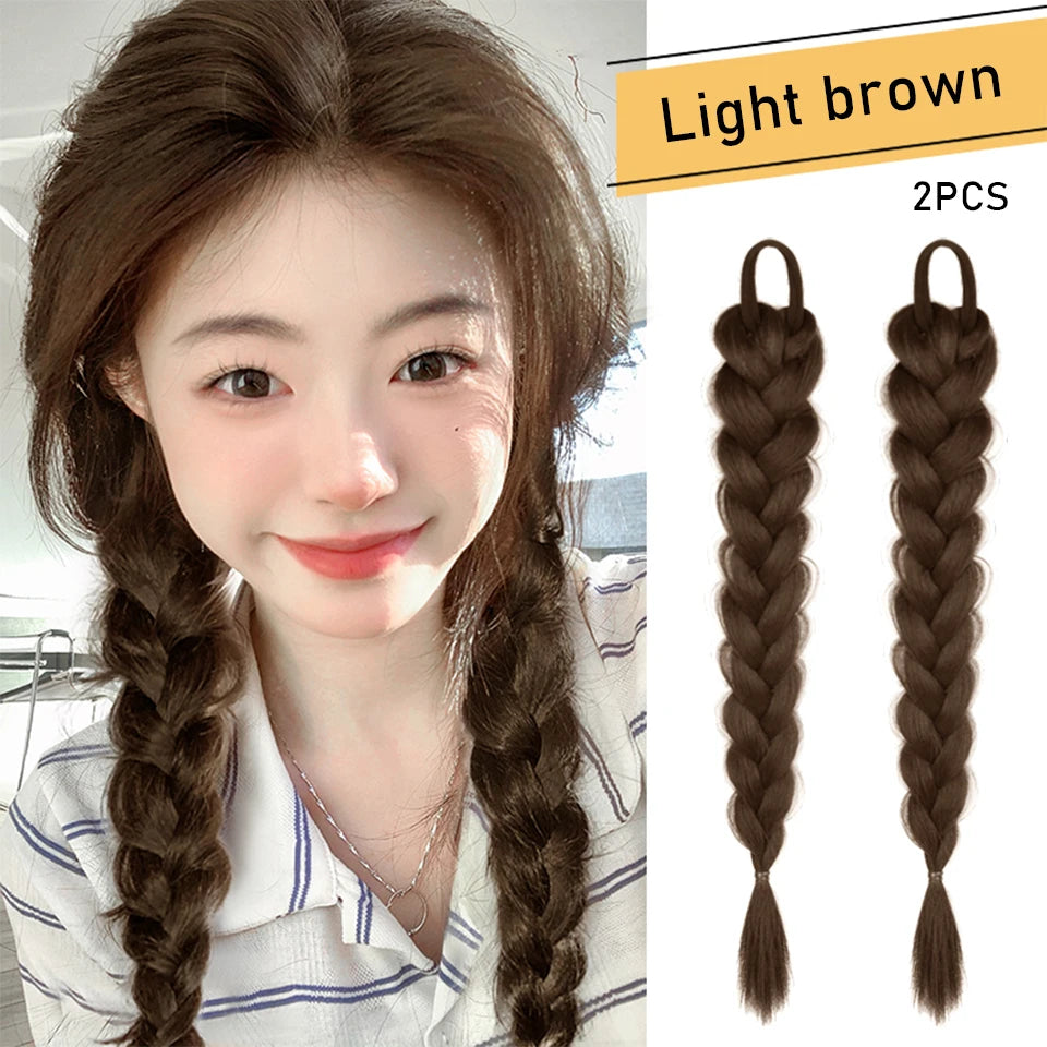 Long Clip-In Bubble Braid Ponytail Hair Extension for Daily Styling - 38