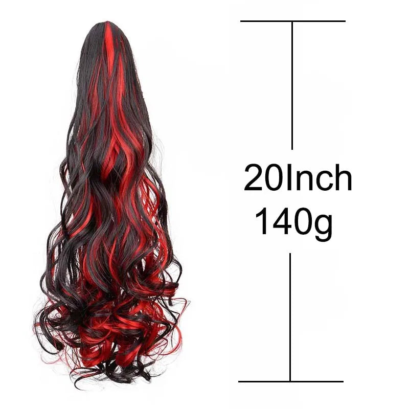 20-Inch Curly Highlighted Ponytail Extension with Claw Clip - 3