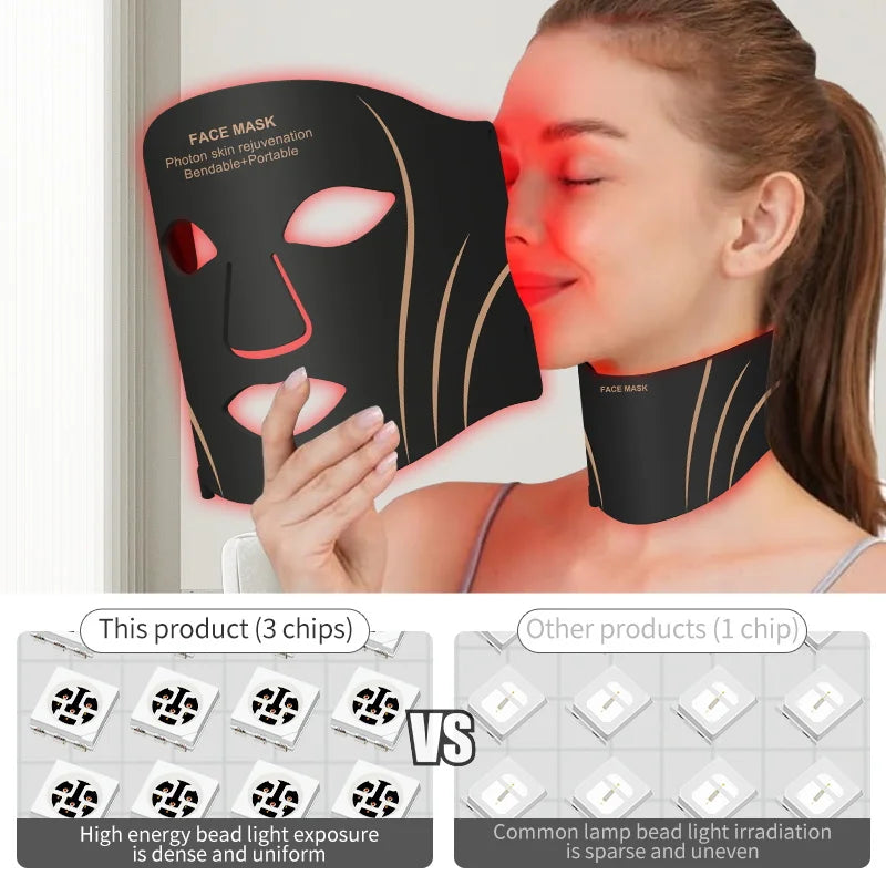 7-Color LED Light Therapy Face and Neck Mask for Skin Rejuvenation