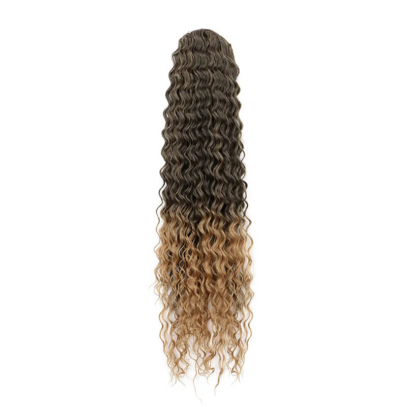 Long Water Wave Curly Drawstring Ponytail Hair Extension for Daily Style - 13