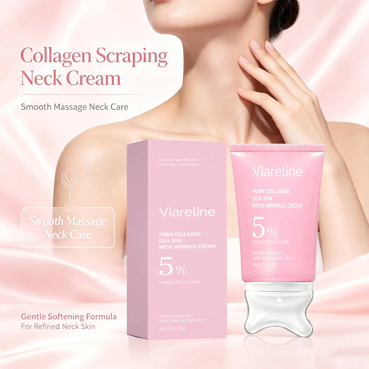 Collagen Firming Neck Cream with Integrated Gua Sha Massage Tool