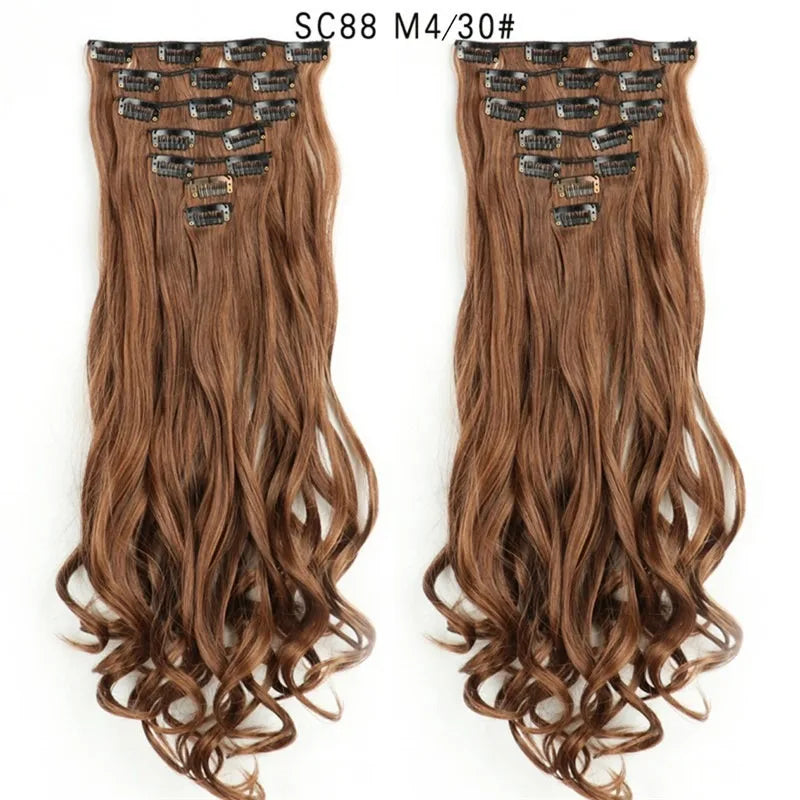 7-Piece Wavy Clip-In Synthetic Hair Extensions - 8