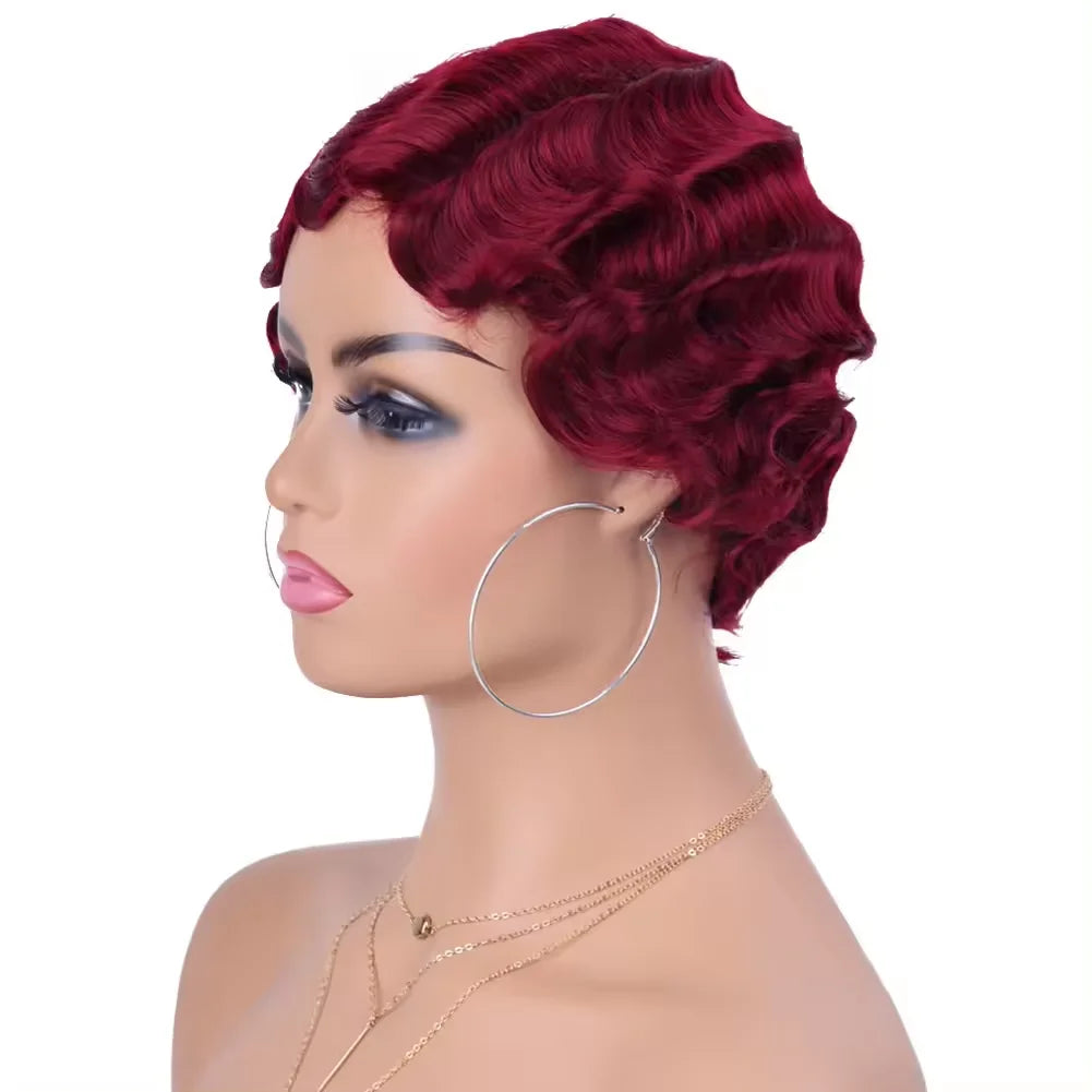 Short Finger Wave Curly Wig for Women Retro 1920s Style Party Hair - 20