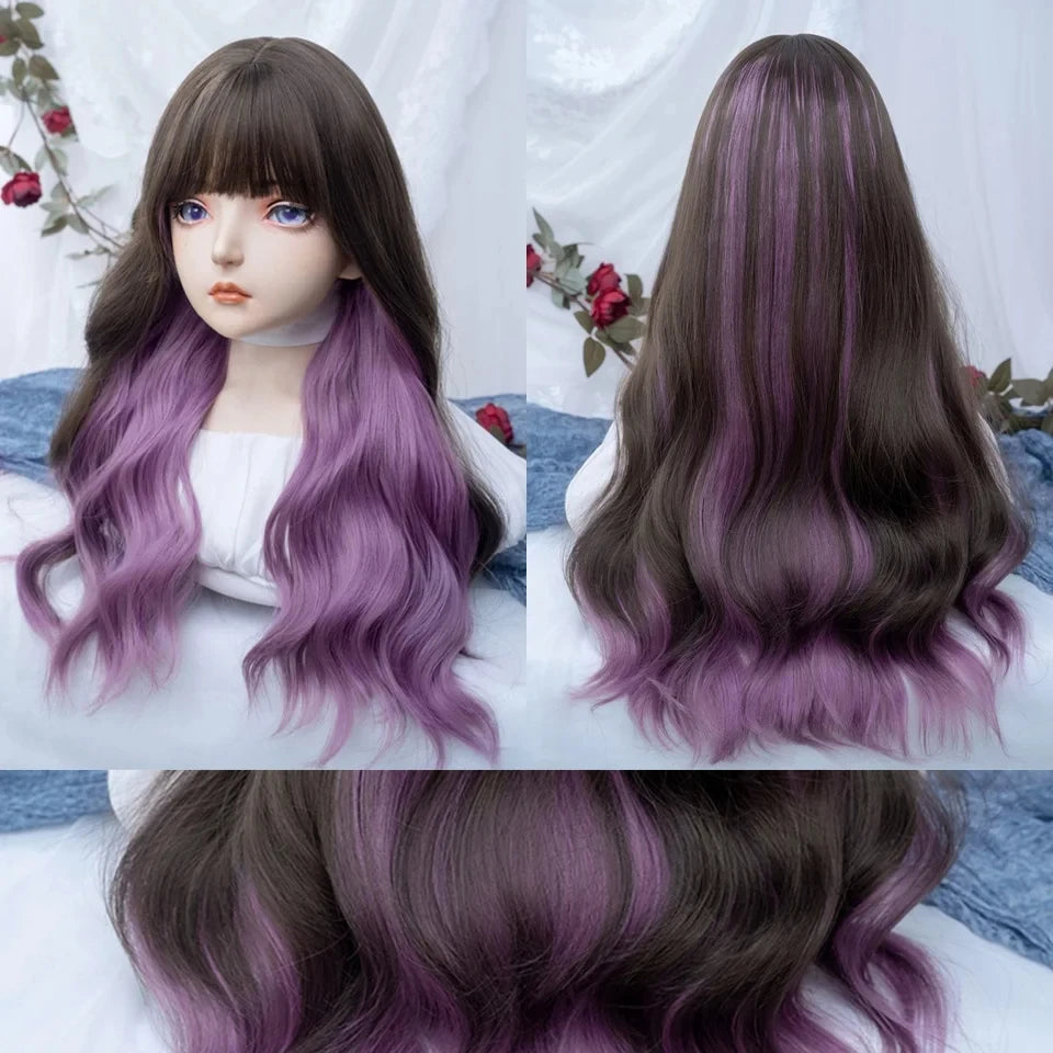 Long Deep Wave Lolita Wig with Bangs - 6