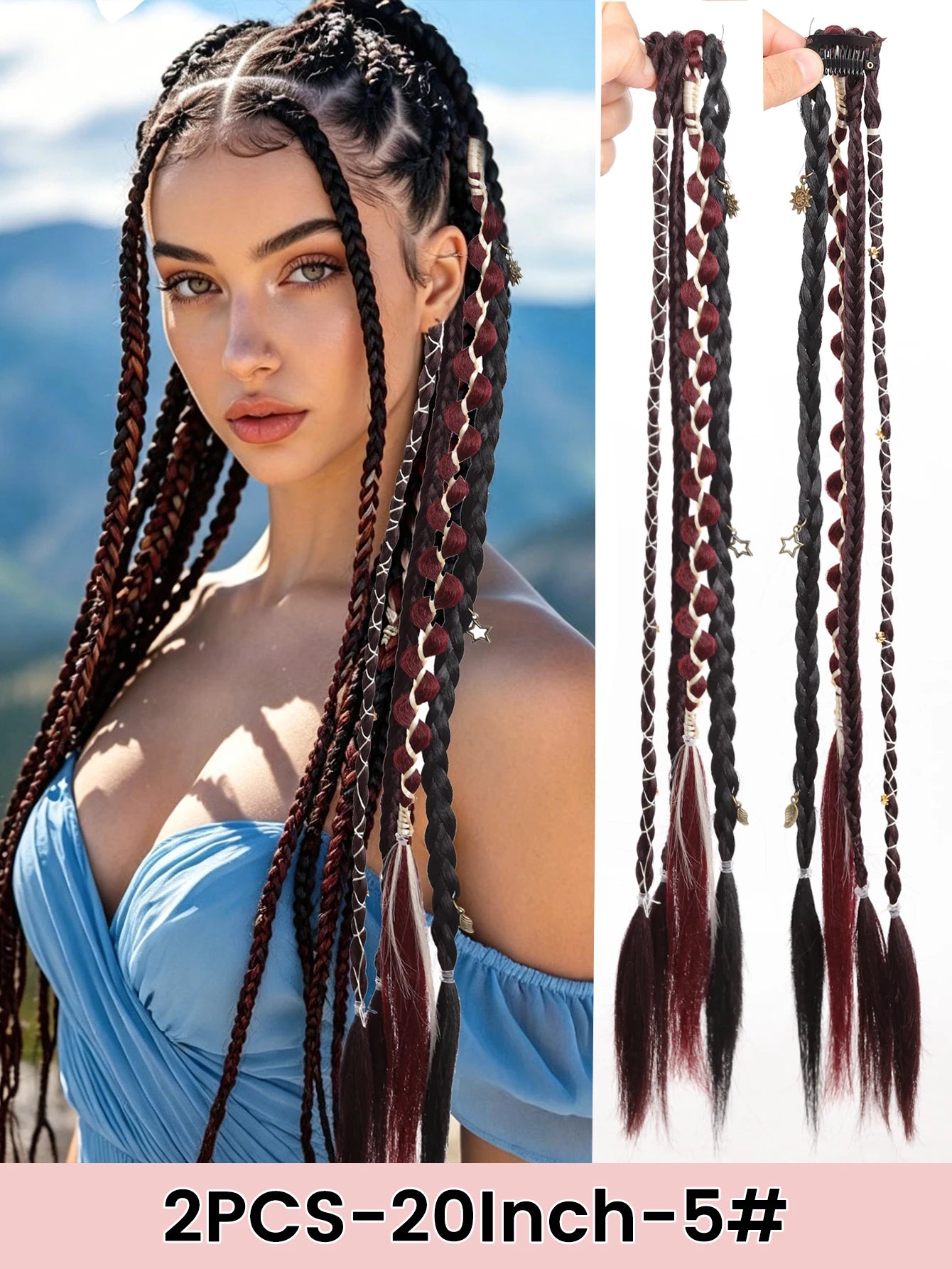 20-Inch Bohemian Clip-In Braided Hair Extensions - 22