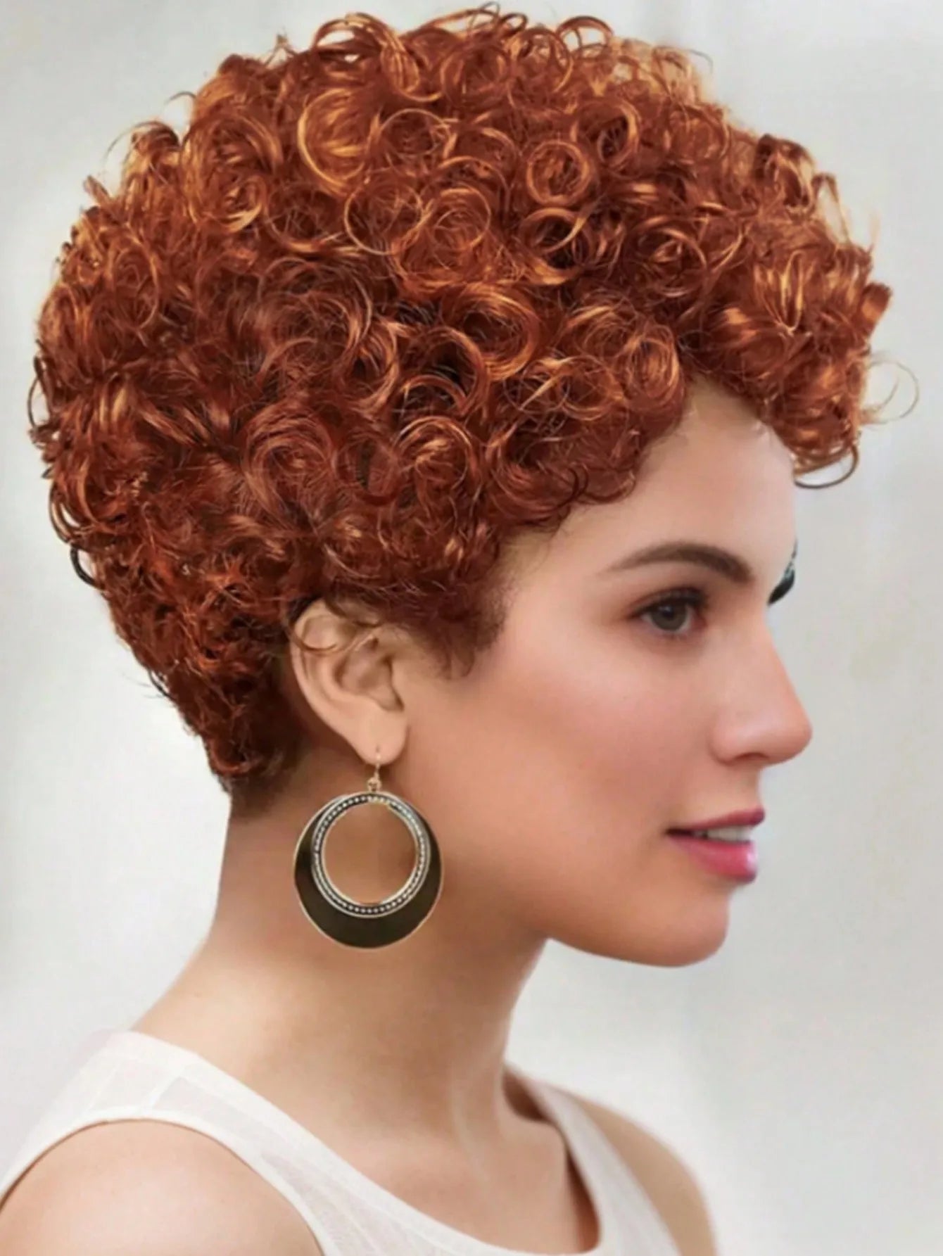 Short Curly Pixie Cut Synthetic Wig for Daily Wear - 1