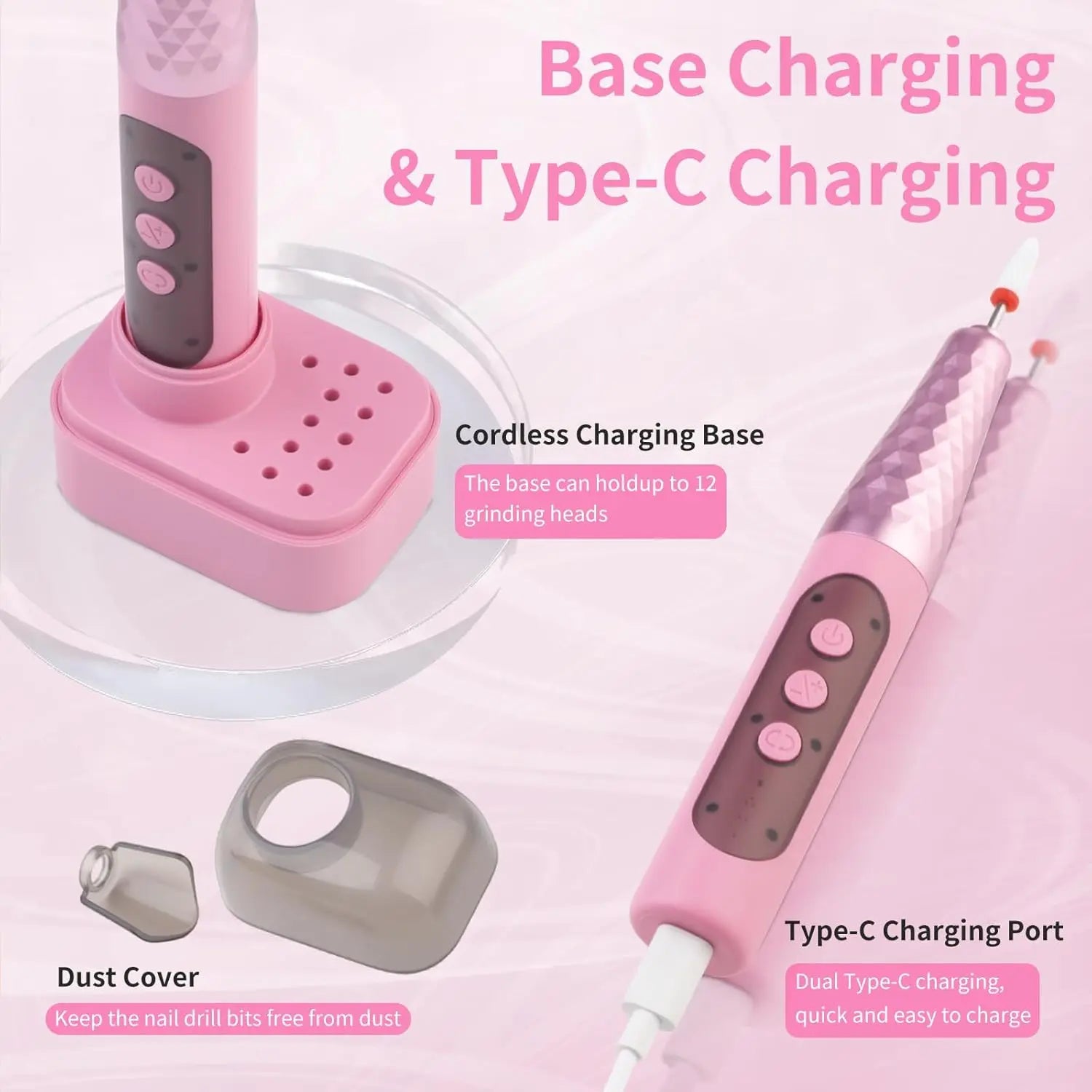 Cordless Electric Nail Drill Kit for Salon-Quality Manicures at Home - 3