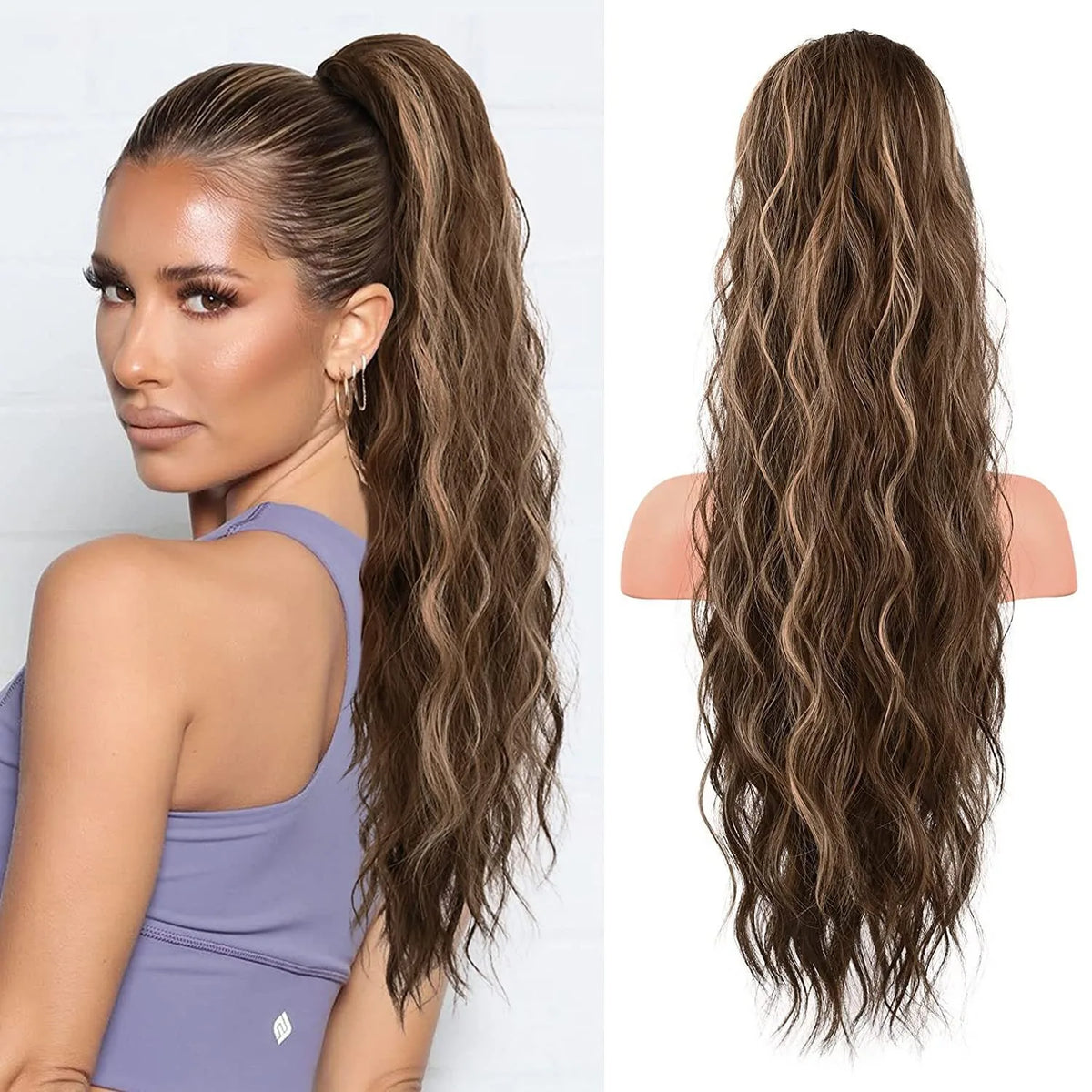 22-Inch Water Wave Drawstring Ponytail Extension