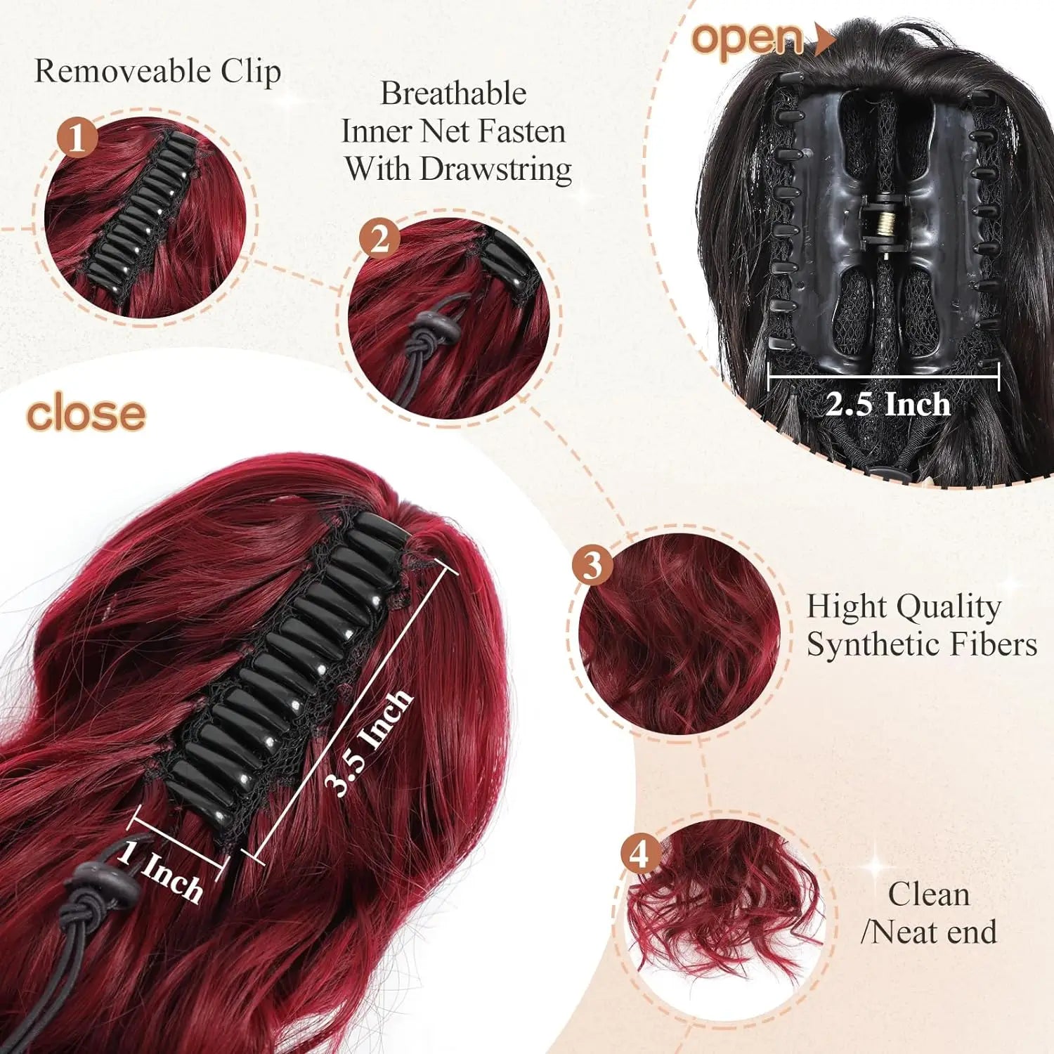 Wavy Curly Claw Ponytail Extension for Women - 3