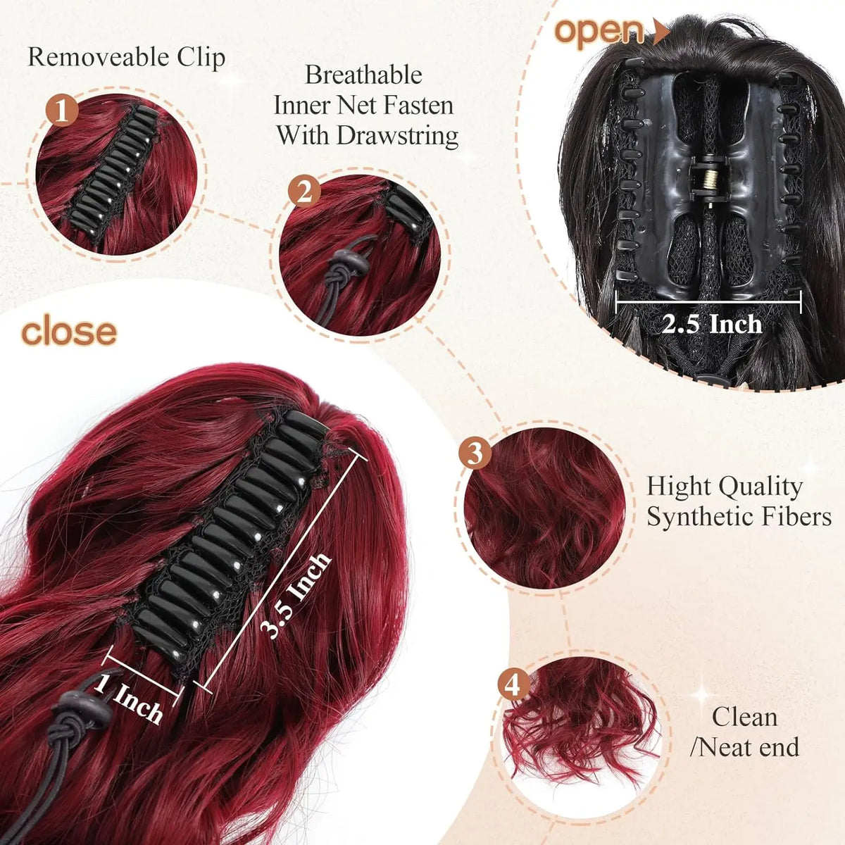 Wavy Curly Claw Ponytail Extension for Women