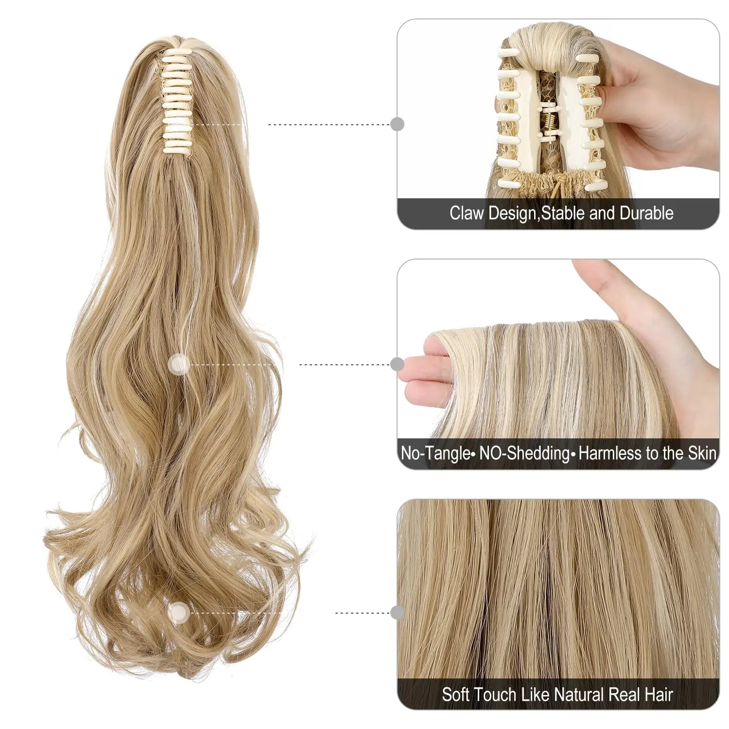 Wavy Claw Clip Ponytail Extension for Instant Volume and Length - 3