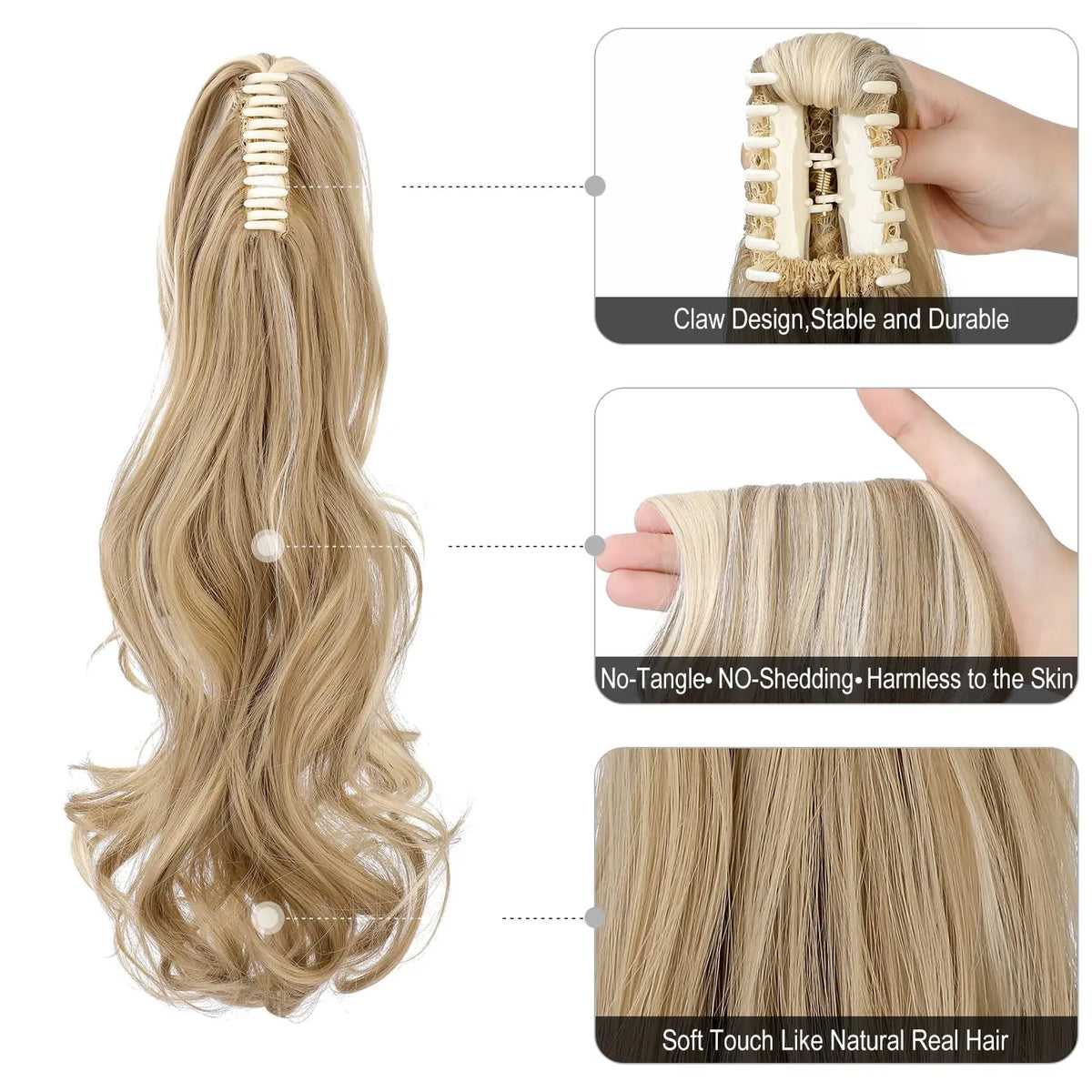 Wavy Claw Clip Ponytail Extension for Instant Volume and Length