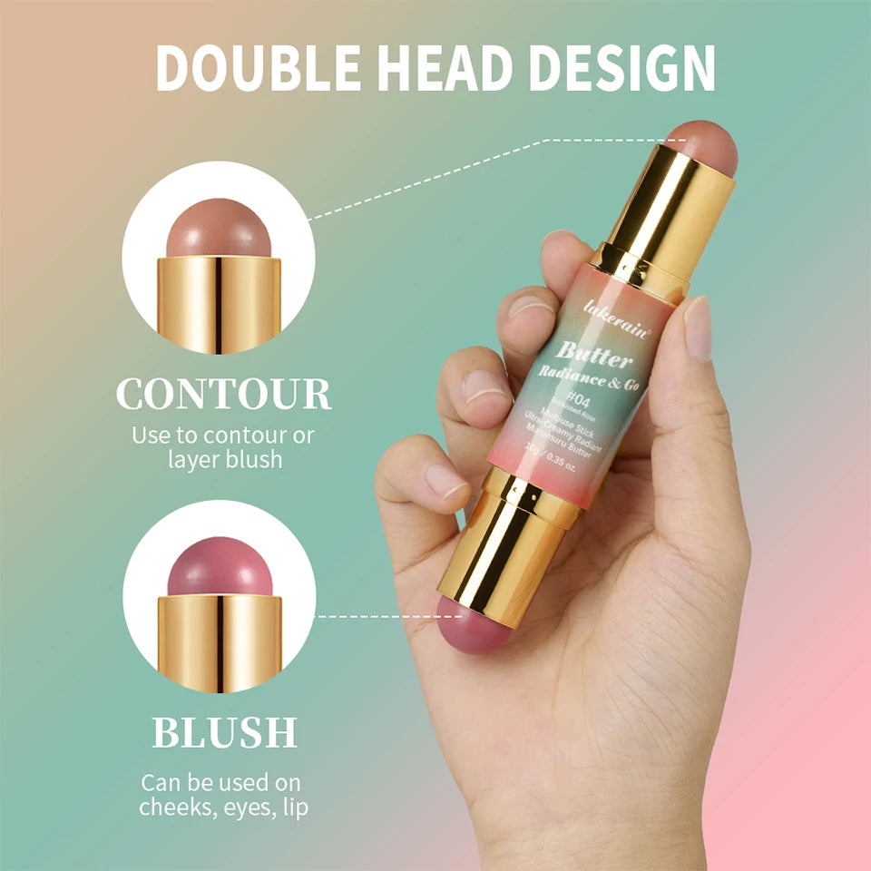 Double-Ended Cream Bronzer and Blush Stick for Face and Lips - 13