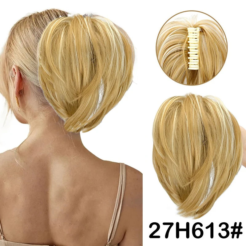 Synthetic Claw Clip Ponytail Extension for Effortless Messy Hair Buns