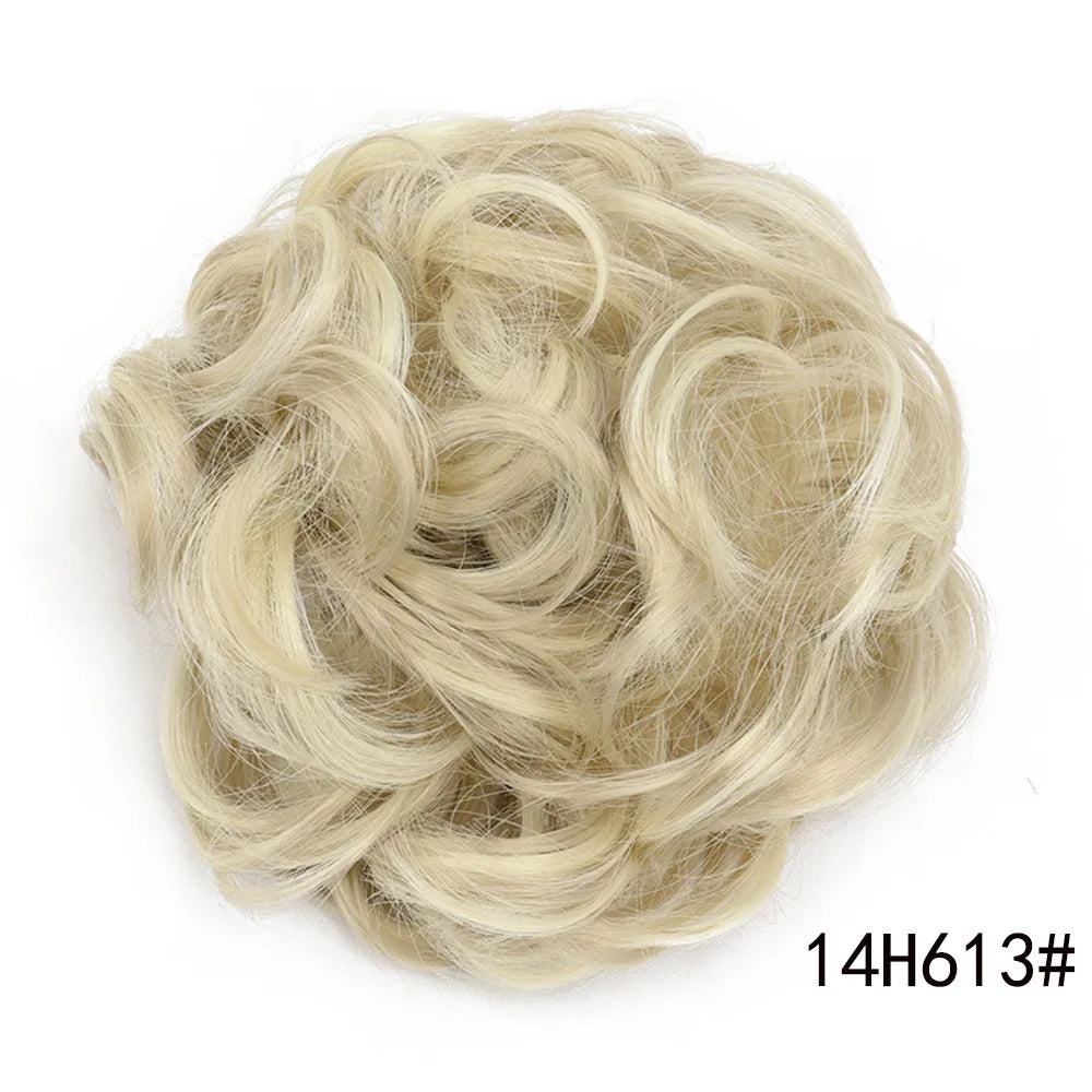 Messy Curly Bun Hair Scrunchie for Instant Volumized Updo Hairstyles