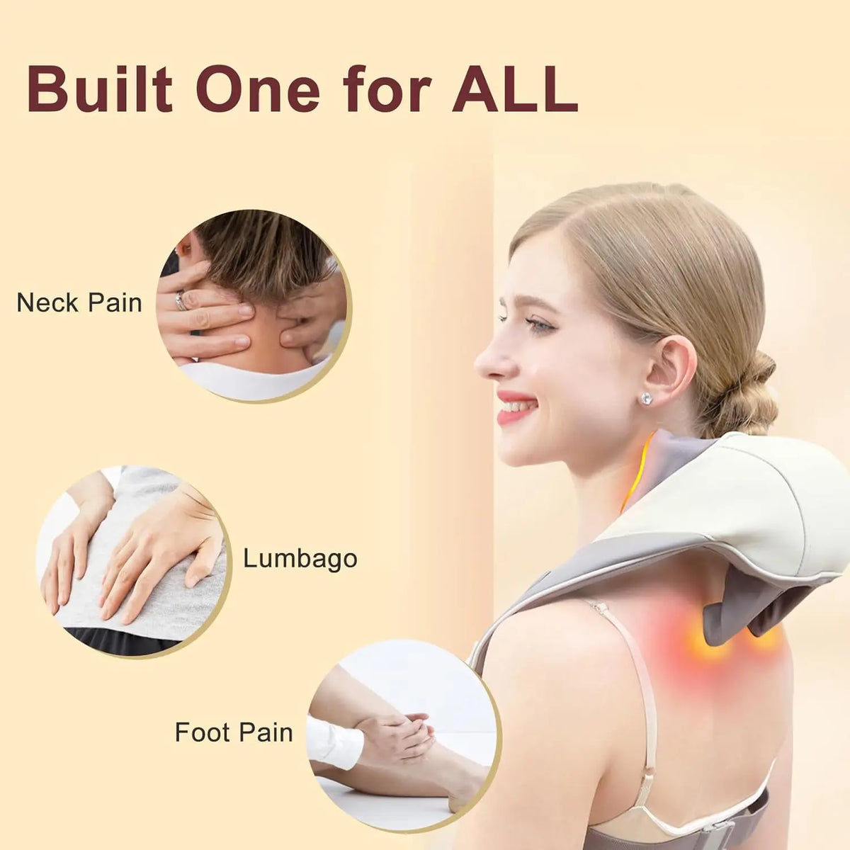 Wireless 6D Neck and Shoulder Massage Pillow with Deep Tissue Heat Therapy