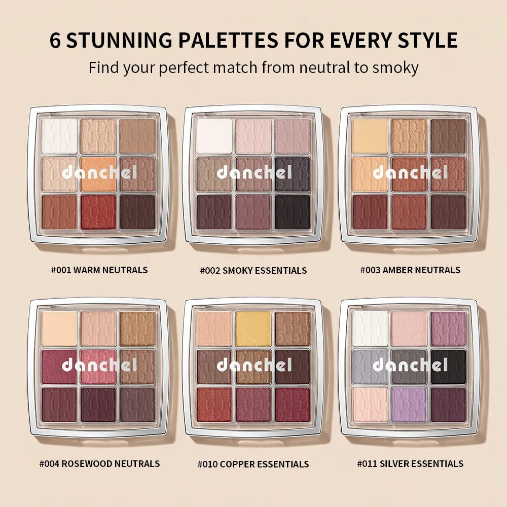 9-Color Professional Eyeshadow Palette with Blending Brush - 2