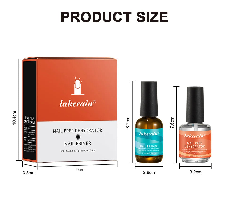 Professional Nail Prep Dehydrator and Primer Set for Long Lasting Nails