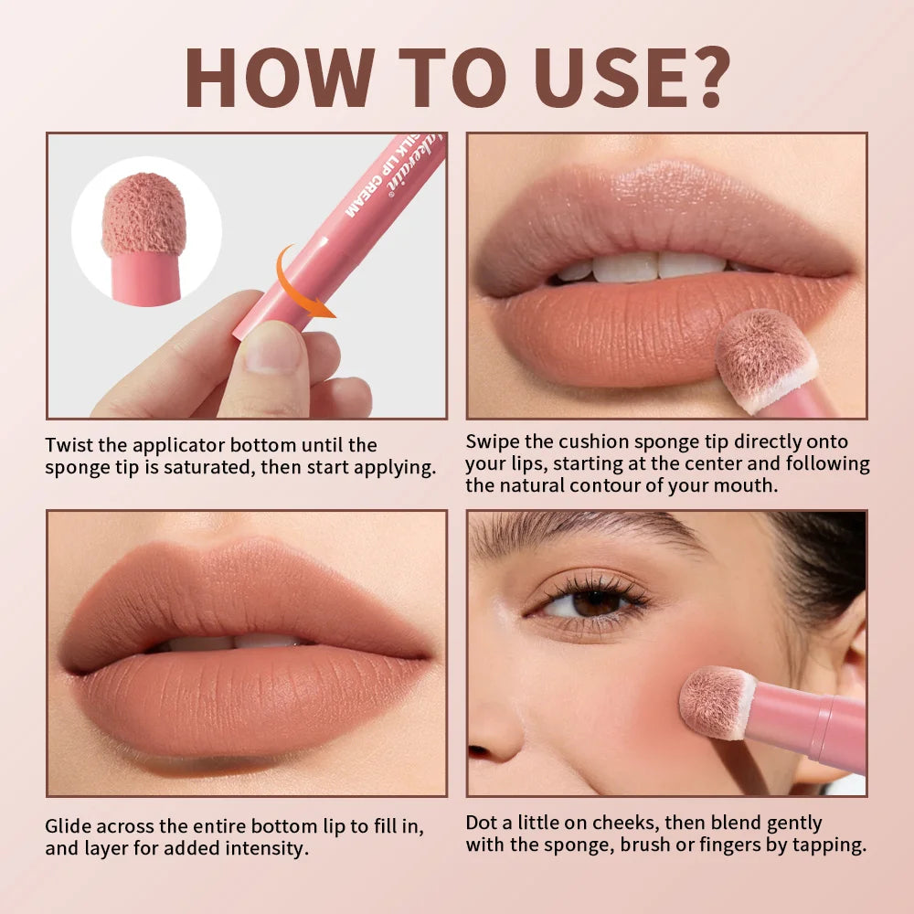 2-in-1 Waterproof Air Cushion Lip Cream and Face Blush Makeup