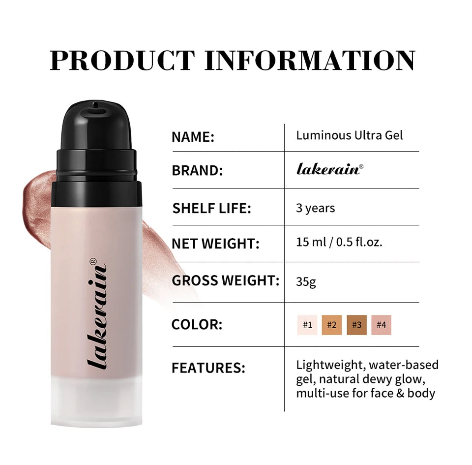 Luminous Water-Based Gel Highlighter for Radiant Dewy Skin - 14