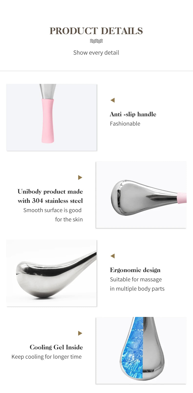 Stainless Steel Cooling Cryo Sticks for Facial Puffiness and Rejuvenation