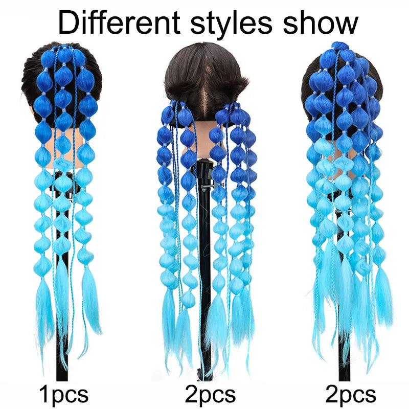 Colorful Bubble Braid Ponytail Extension for Women