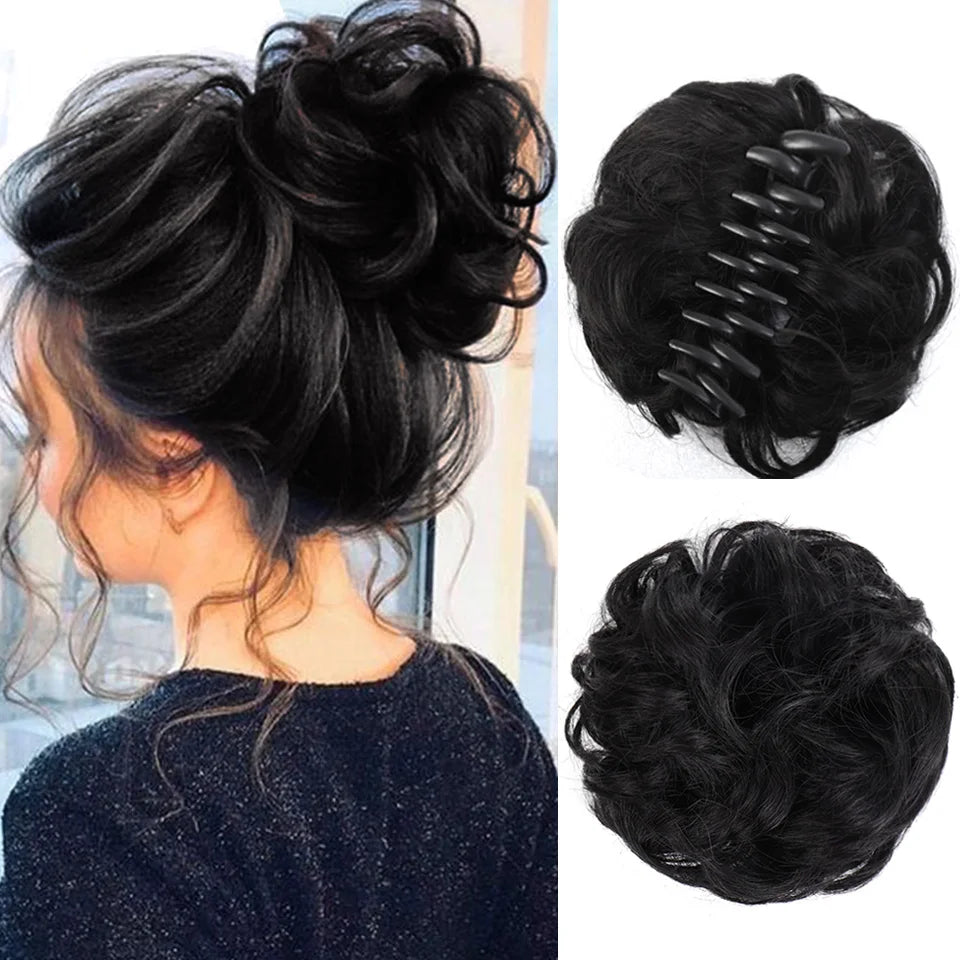 Messy Wavy Hair Bun Claw Clip Extension - 14