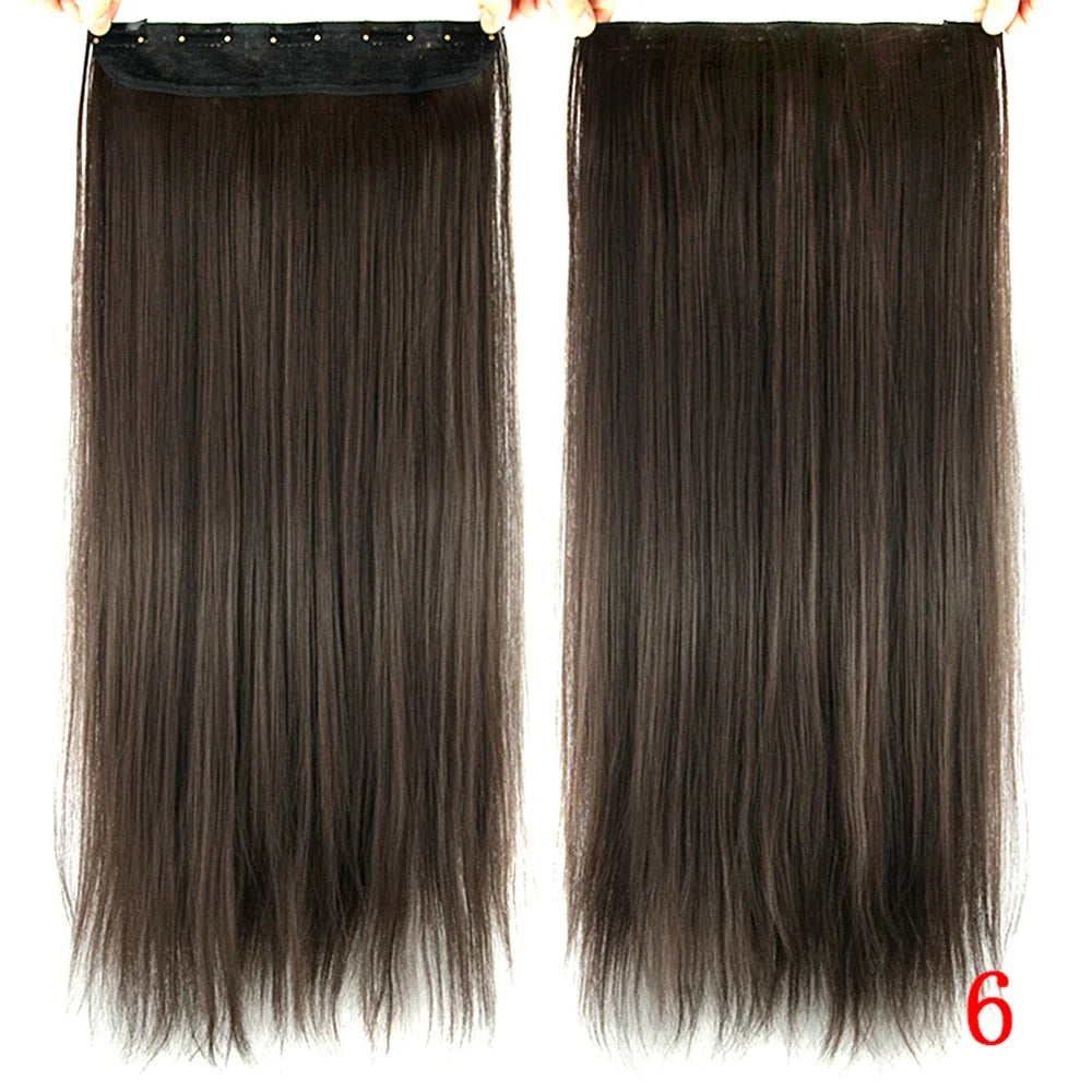 Straight Synthetic Clip-In Hair Extensions for Instant Volume - 8