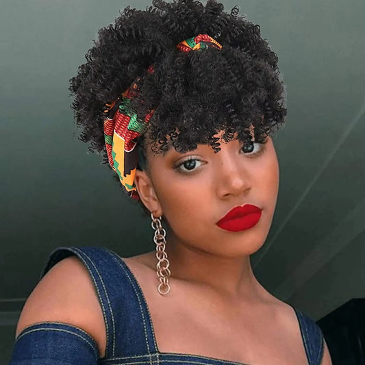 Short Kinky Curly Headband Wig for Daily Styling