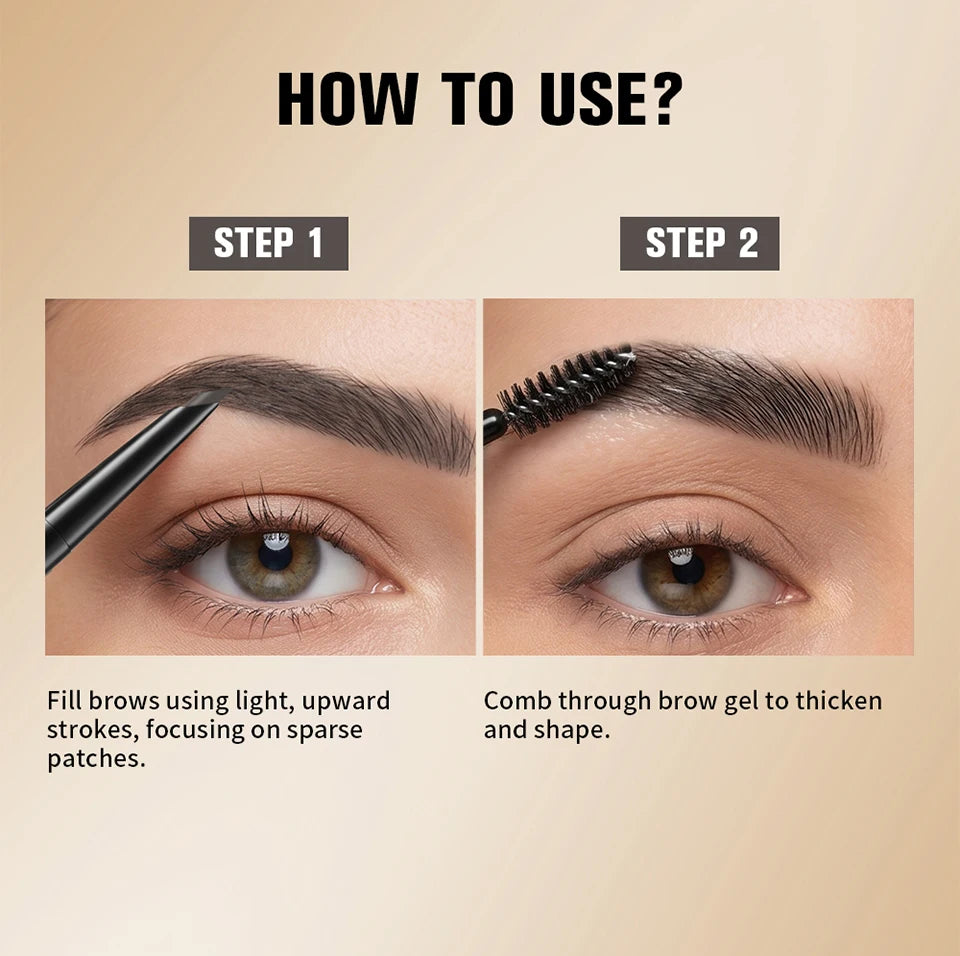 2-in-1 Waterproof Eyebrow Pencil and Gel for Natural Smudge-Proof Brows - 14