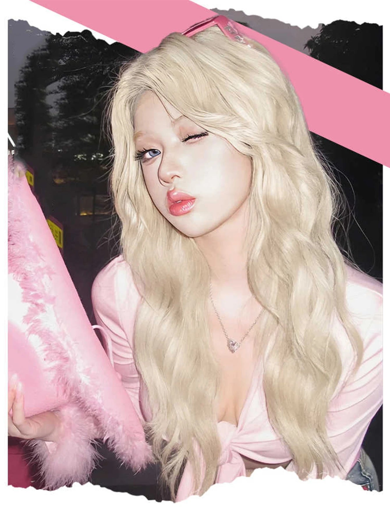 Long Wavy Synthetic Wig with Bangs for Daily Wear and Cosplay - 7