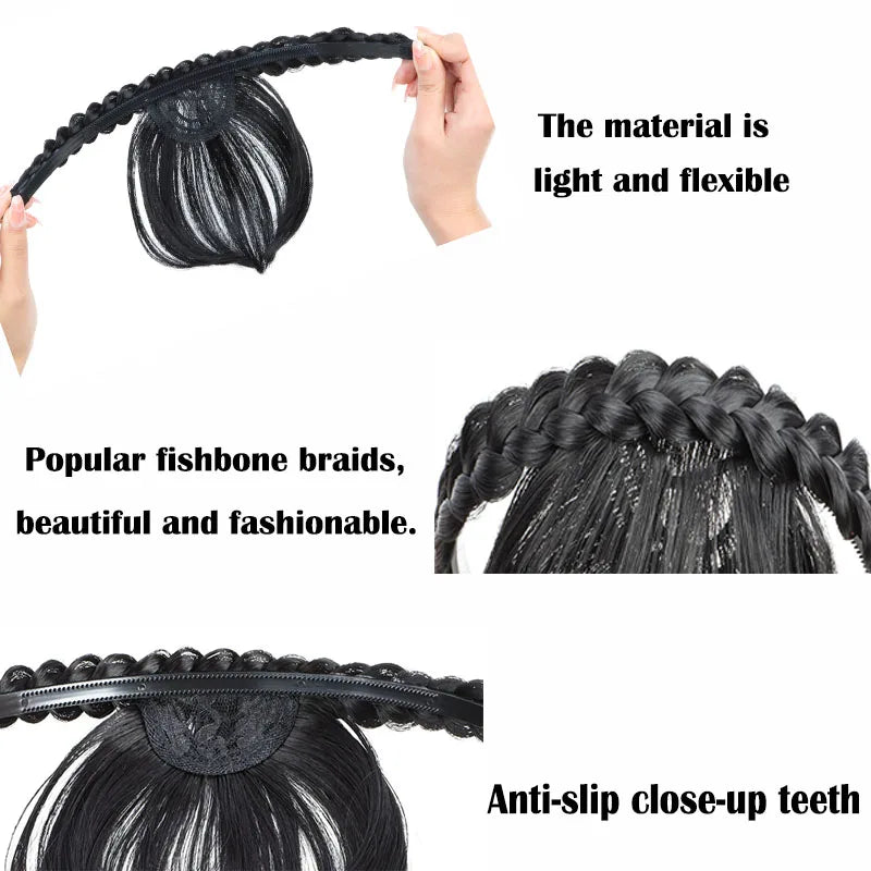 Braided Headband with Bangs for Instant Natural Hairstyle - 4