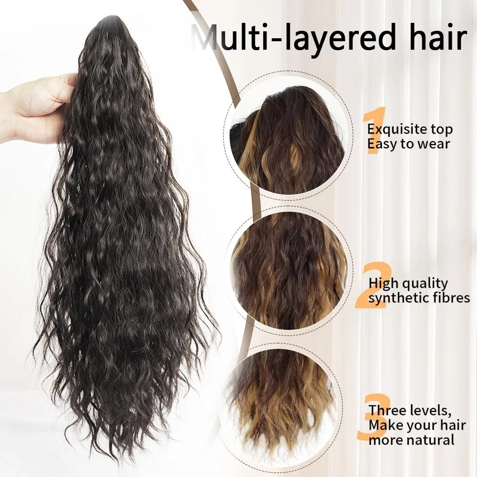 20 Inch Wavy Claw Clip Ponytail Hair Extension