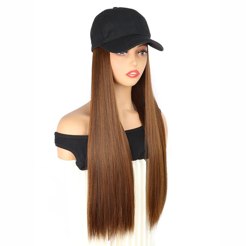 24-Inch Adjustable Baseball Hat with Attached Long Straight Hair - 8
