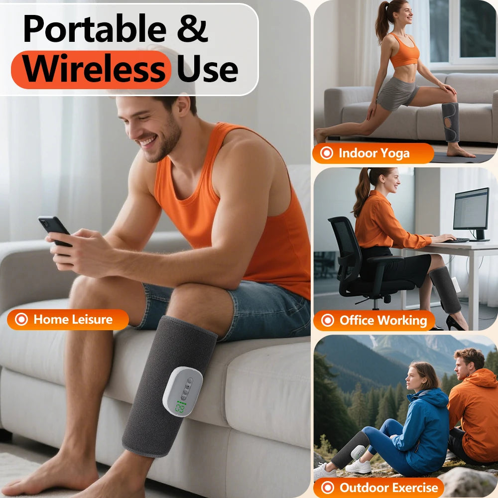 Cordless Air Compression Leg Massager with Soothing Heat for Recovery