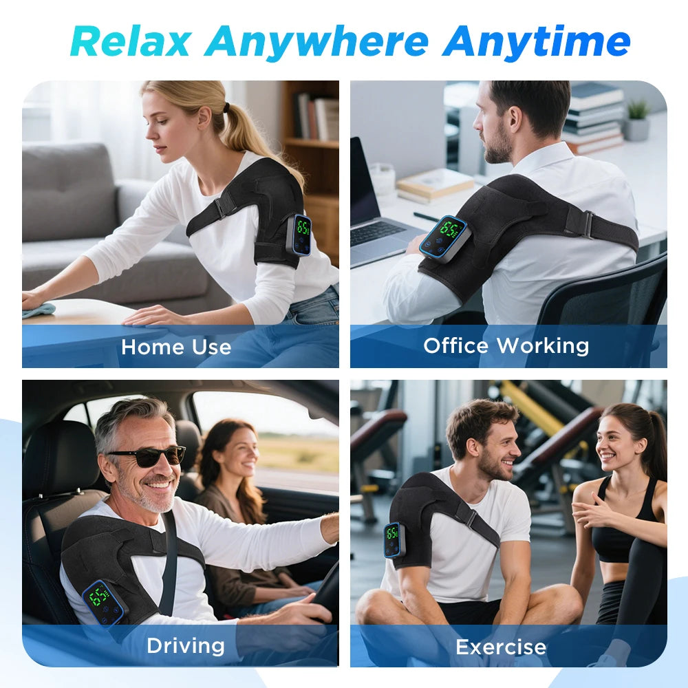 Cordless Heated Shoulder Massage Brace with App Control and Vibration - 14