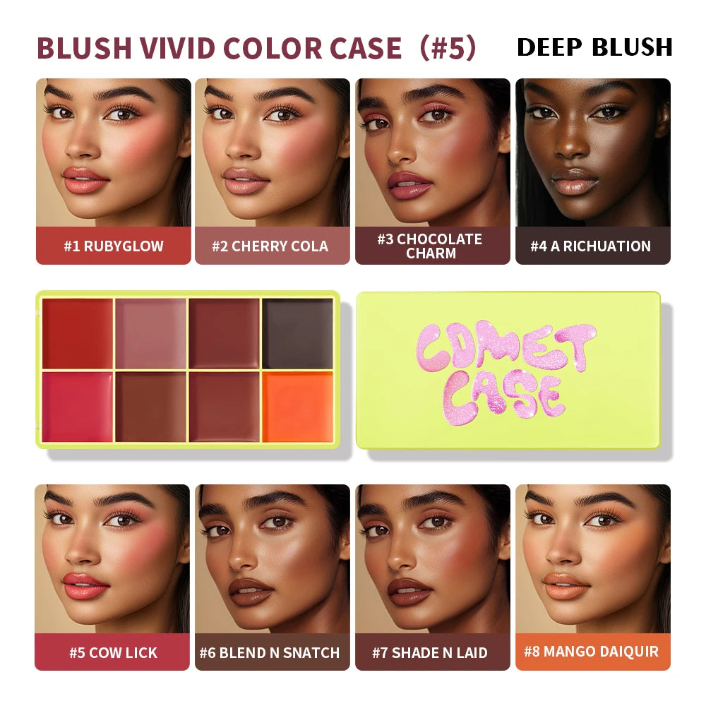 8-Color Cream Blush and Face Contouring Palette for Natural Makeup Looks - 19