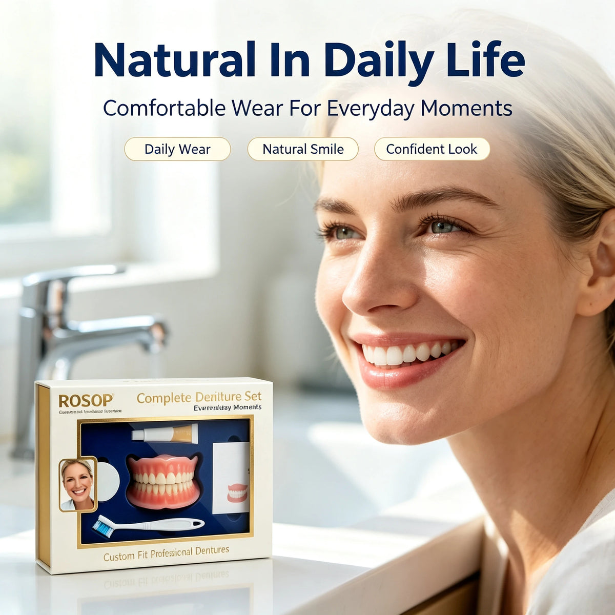 Custom Silicone Cosmetic Denture Set for Natural Smile Transformation
