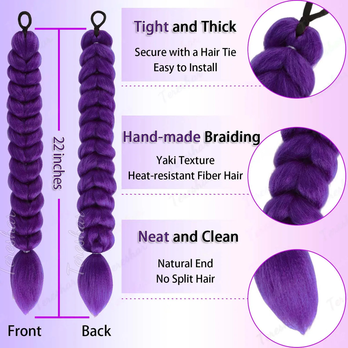 22-Inch Braided Ponytail Extension for Kids and Cosplay