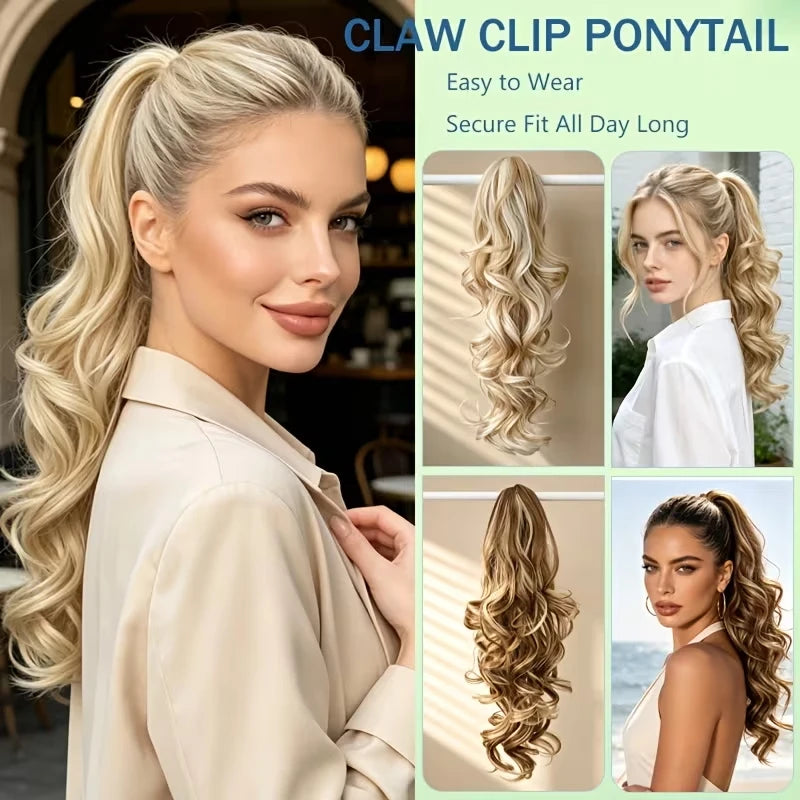 16-Inch Wavy Curly Claw Ponytail Extension for Instant Volume - 11