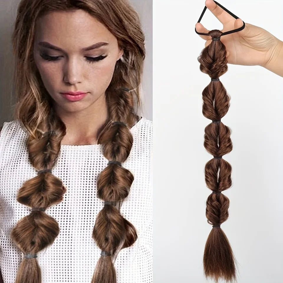 Synthetic Bubble Braid Ponytail Extension for Effortless Hairstyles