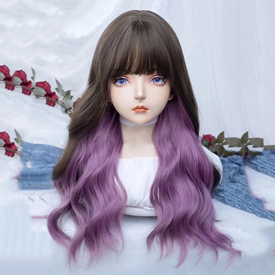 Long Deep Wave Lolita Wig with Bangs