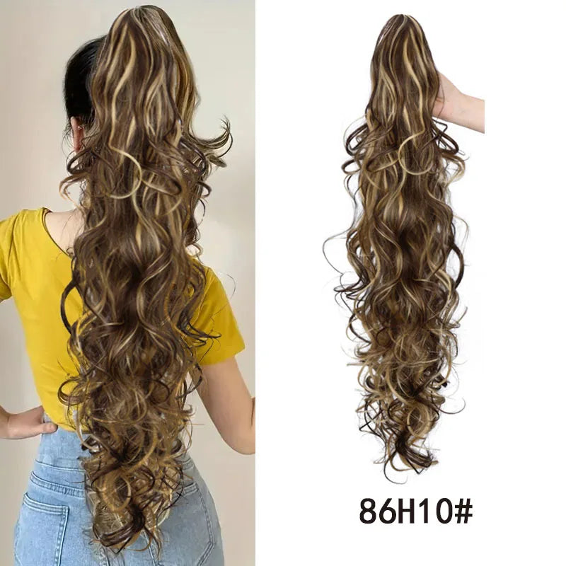 Long Curly Wavy Claw Clip Ponytail Hair Extension for Instant Volume - 17