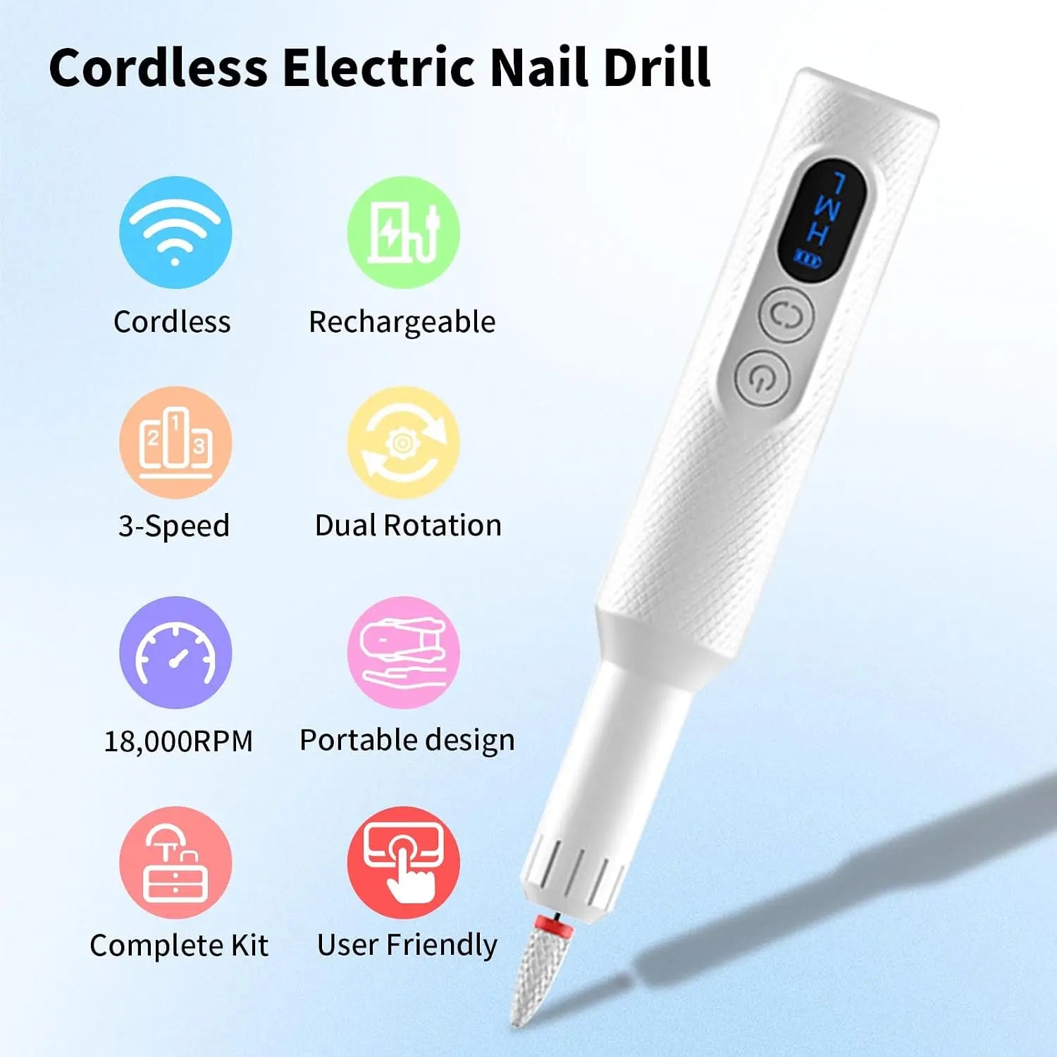 Cordless Electric Nail Drill Set for Salon-Quality Manicures and Pedicures - 2
