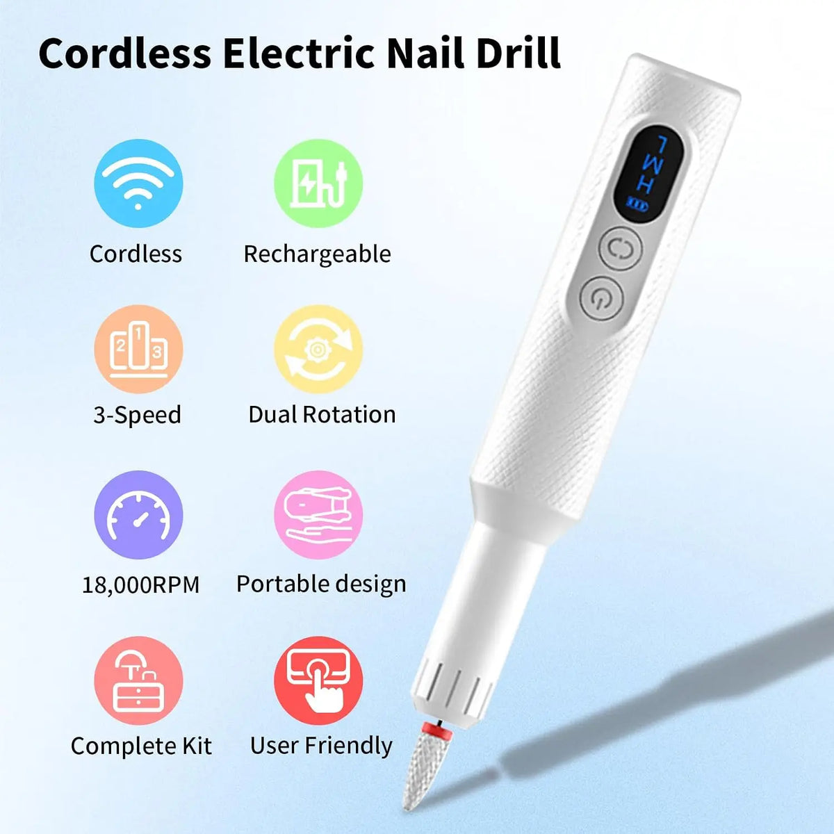 Cordless Electric Nail Drill Set for Salon-Quality Manicures and Pedicures