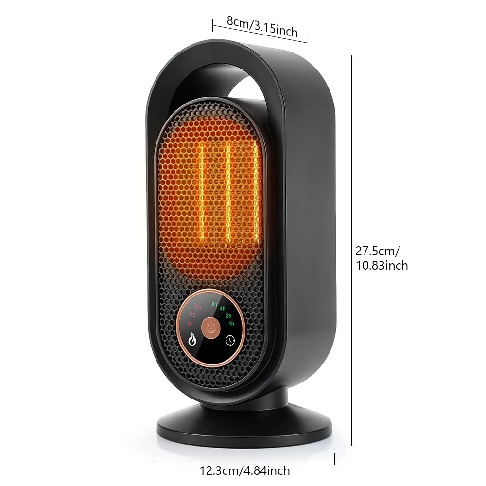 Portable Electric Ceramic Desktop Heater with Adjustable Timer and Heat - 15
