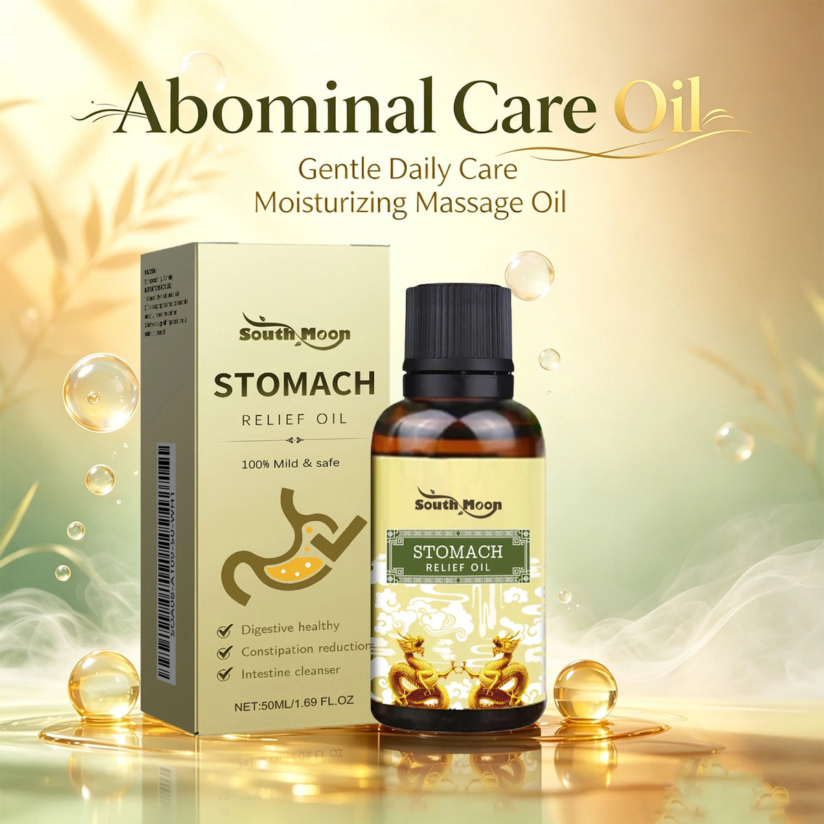 Natural Herbal Abdominal Massage Oil for Constipation and Stomach Relief