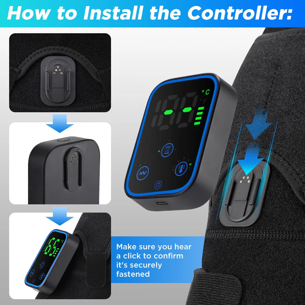 Cordless Heated Shoulder Massage Brace with App Control and Vibration - 15