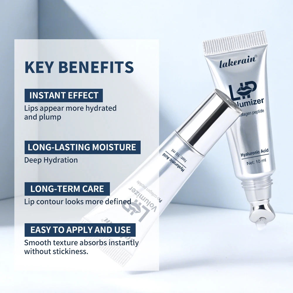 Hydrating Hyaluronic Acid Lip Plumper Oil for Smooth Glossy Finish